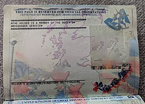 British Diploamatic passport obseravtion page