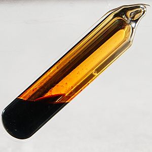 Bromine layer on the inner surface of the vial is thinner