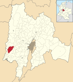 Location of the municipality and town inside Cundinamarca Department of Colombia