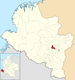 Location of the municipality and town of Sandona in the Nariño Department of Colombia.