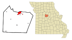 Location of Boonville, Missouri