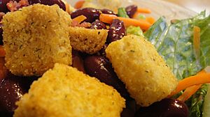 Croutons on a salad