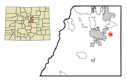 Location of the Franktown CDP in Douglas County, Colorado. Colorado