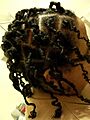 Dreadlocks of an African-American person, after being unwound from Bantu knots