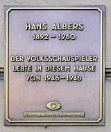 Gedenktafel Schöneberger Ufer 61 (Tierg) Hans Albers