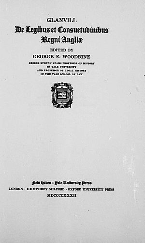 Glanville, Ranulf de – Tractatus de legibus et consuetudinibus regni Angliae, 1932 – BEIC 13729601