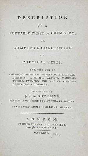 Gottling Description of a portable chest of chemistry title page 1791