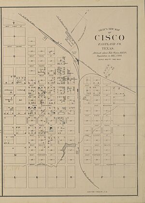 Gray's New Map of Cisco, Eastland Co., Texas 1885 UTA