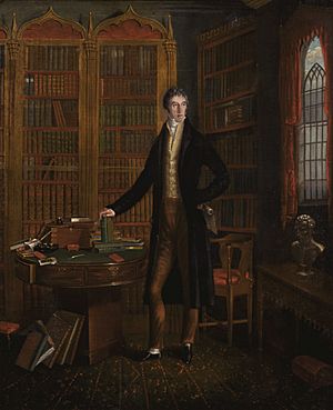 Henry Grattan MP, in a library