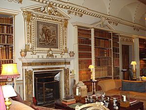 Holkham Hall-Holkham, Norfolk - Library, fireplace