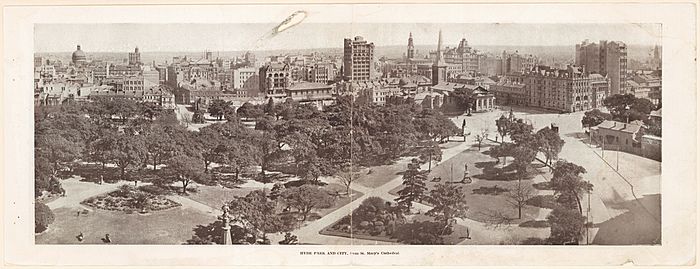 Hyde Park and City, from St Mary's Cathedral