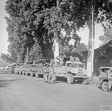 Indian troops clear road between Batavia and Bandoeng 1946