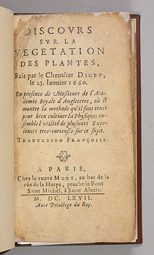 Kenelm Digby 1667 Discours sur la vegetation des plantes