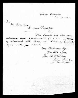 Letter, from James H. Waldon, Jefferson City, Cole County to Thomas Reynolds, February 3, 1841