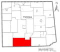 Map of Tioga County Pennsylvania Highlighting Morris Township