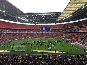 Millwall pitch invasion at Wembley, May 2017