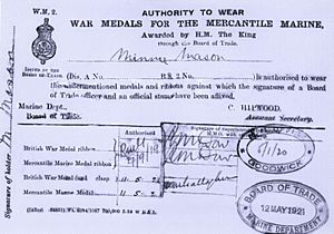 Minnie's authority to wear medals cert