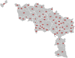 Municipalities Hainaut Belgium Map - Number