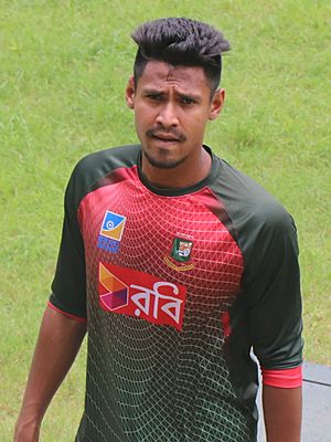 Mustafizur Rahman on practice field in Dhaka on 2018 (1) (cropped)