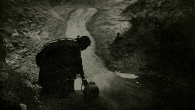 Navajo Woman at waterfall ca 1920