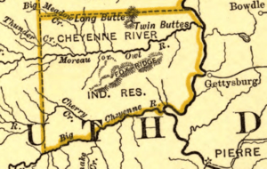 Northern Pacific Railway map circa 1900 Cheyenne River Indian Reservation