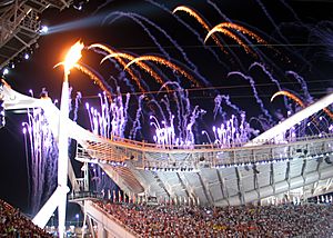 Olympic flame at opening ceremony