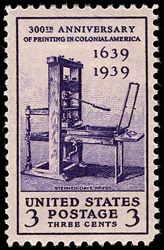 Printing Tercentenary 3c 1939 issue U.S. stamp