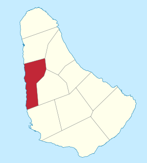 Map of Barbados showing the Saint James parish