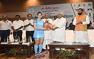 Samrat Chaudhary and Nitish Kumar at Rajgir Sports Academy