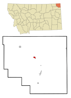 Location of Plentywood, Montana