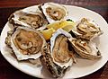Six steamed oysters on the half shell