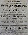 Theatre Royal Jersey 31 Janvier 1829