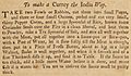 To make a Currey the India Way - Hannah Glasse 1748