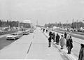 Traffic at opening of Mackinac Bridge, November 1, 1957