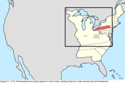 Map of the change to the United States in central North America on August 31, 1779