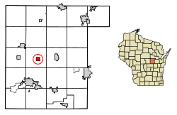 Location of Ogdensburg in Waupaca County, Wisconsin.