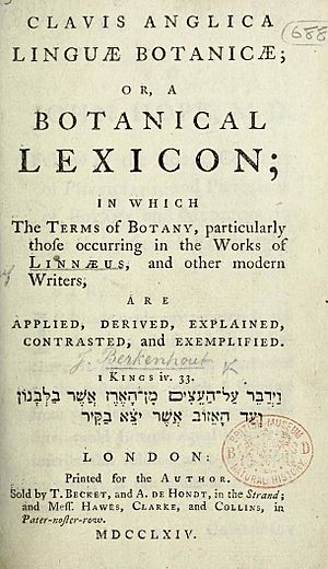 Berkenhout, John – Clavis anglica linguae botanicae, 1764 – BEIC 10963821
