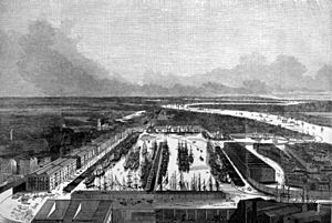Birdseye View of the London Docks. ILN 1845