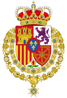 Coat of Arms of Spanish Monarch-Variant as Grand Master of the Order of Charles III.svg