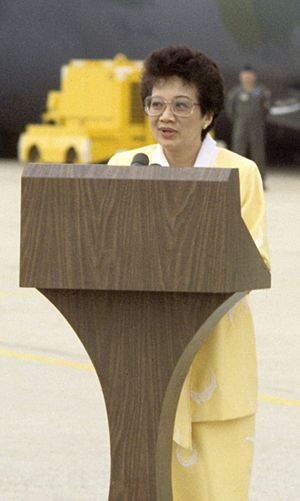 Cory Aquino during a ceremony honoring US Air Force