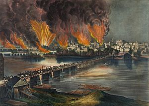 Currier and Ives - The Fall of Richmond, Va. on the Night of April 2d. 1865 (cropped)