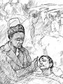 Drawing of Abbie Sweetwine treating injured