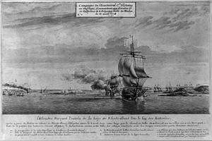 Entree de l escadre francaise en baie de Newport 1778 Ozanne
