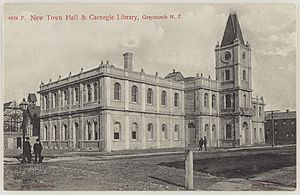 Greymouth Town Hall and Carnegie LibraryMA I417169 TePapa New-Town-Hall-and-Carnegie full