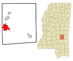 Location of Bay Springs, Mississippi