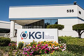 Sign and contemporary institutional building at KGI