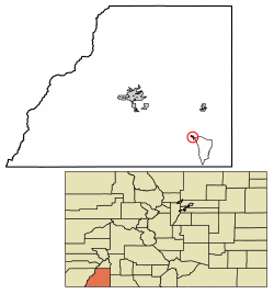 Location of Ignacio in La Plata County, Colorado.
