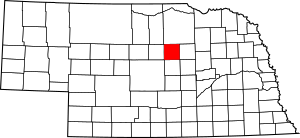 Map of Nebraska highlighting Garfield County