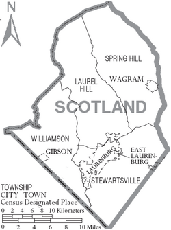 Map of Scotland County North Carolina With Municipal and Township Labels