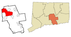 Middletown's location within Middlesex County and Connecticut